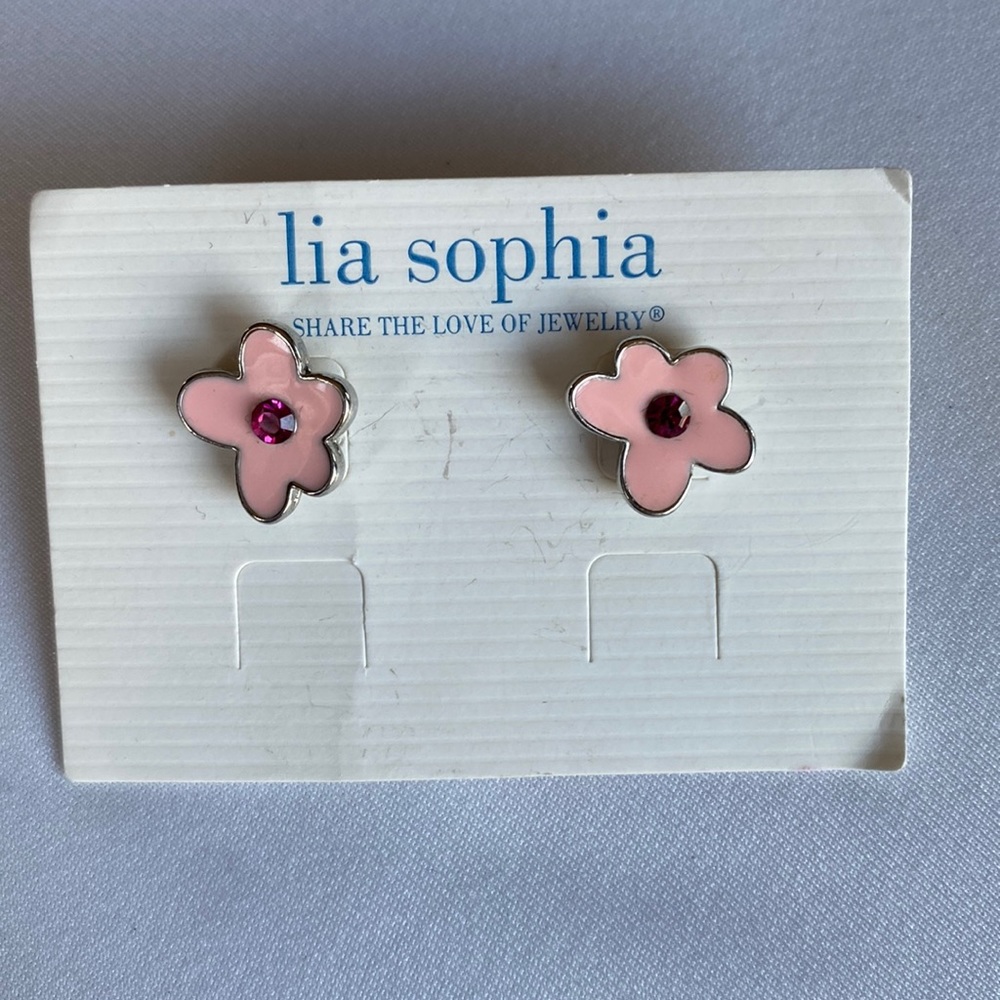 Lia Sophia pink flower earrings